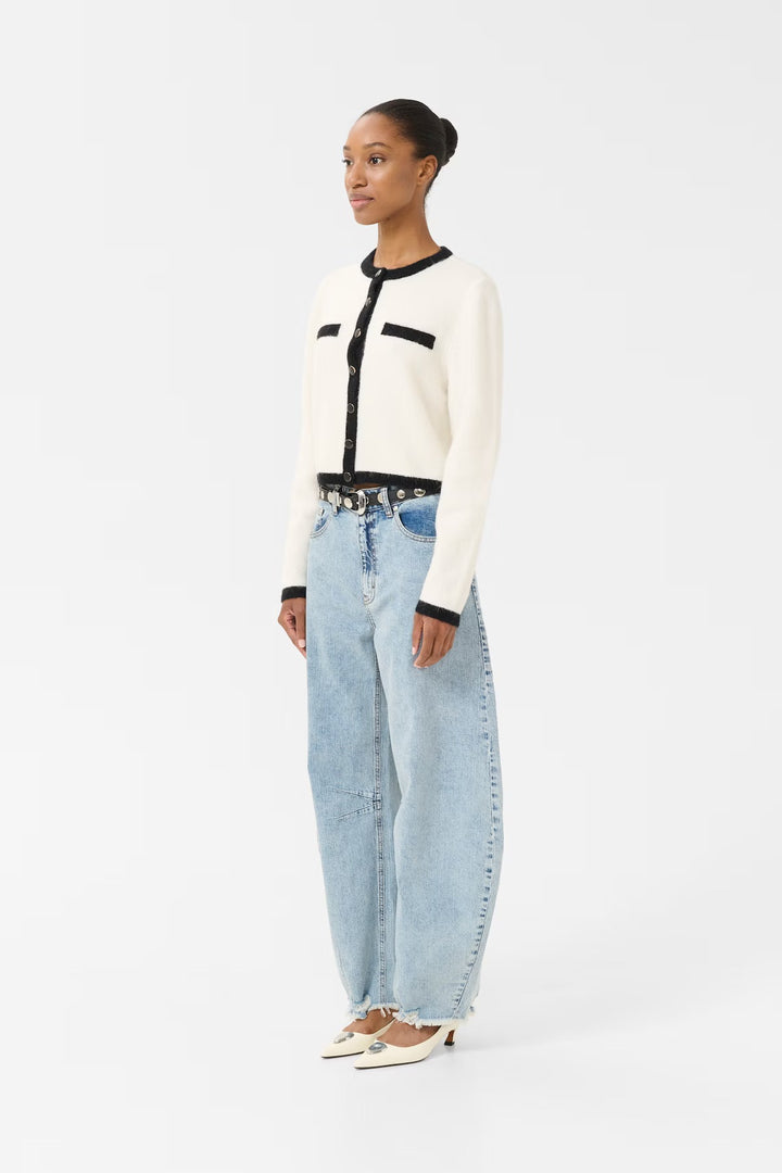 GZALPHA LS CONTRAST CARDIGAN  Ivory/Black Comb