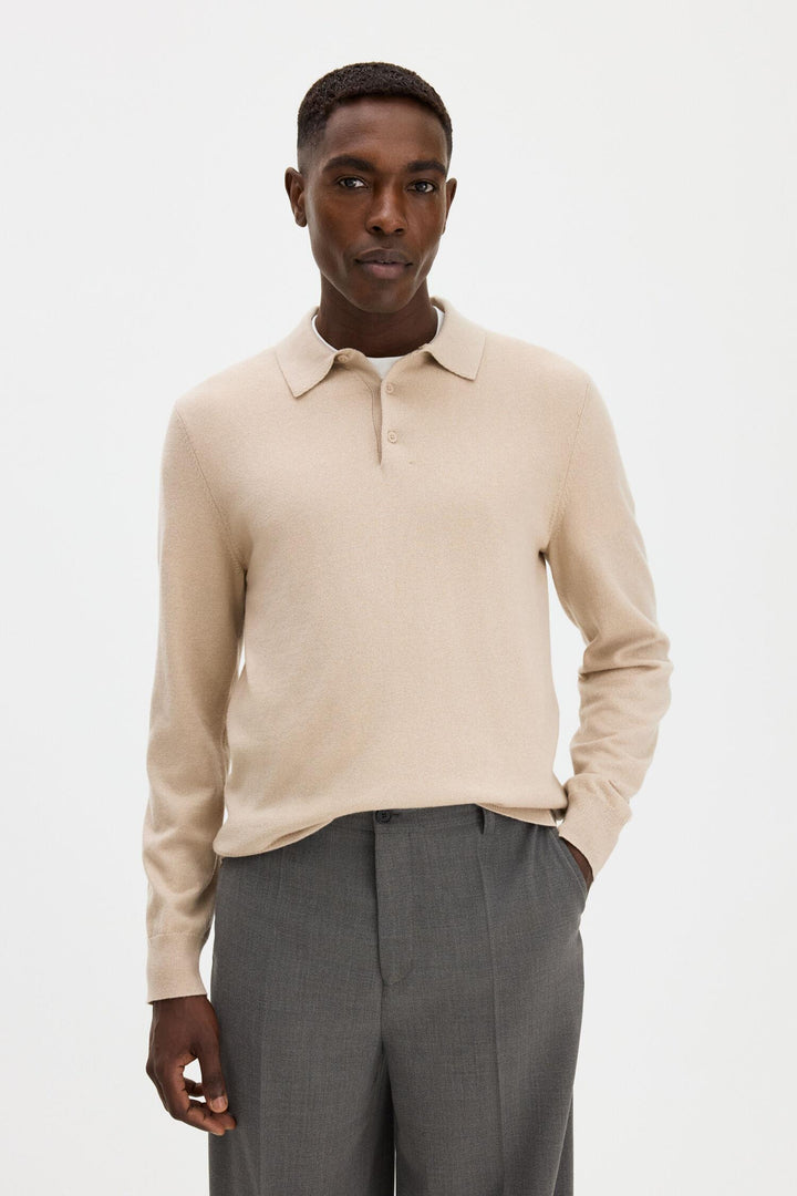 knitted polo shirt  Pearl Beige