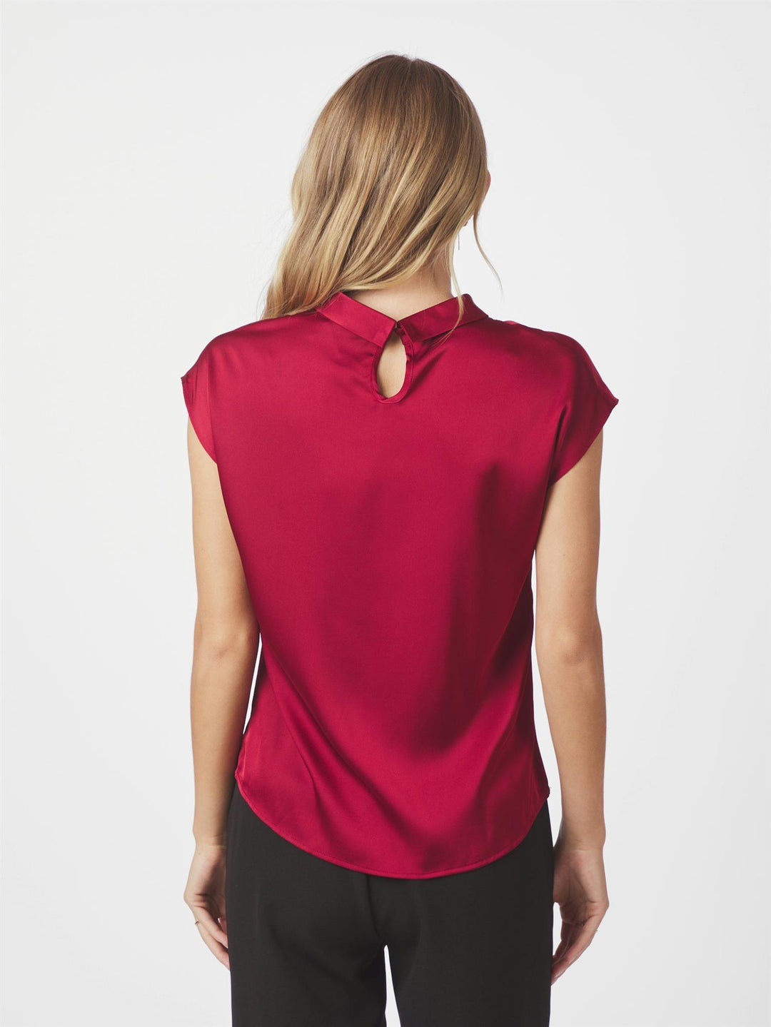 Fleur Drapy Satin Blouse  Wine