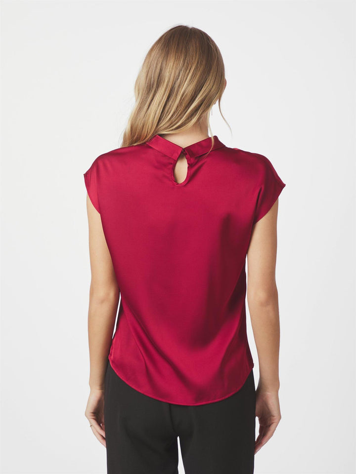 Fleur Drapy Satin Blouse  Wine