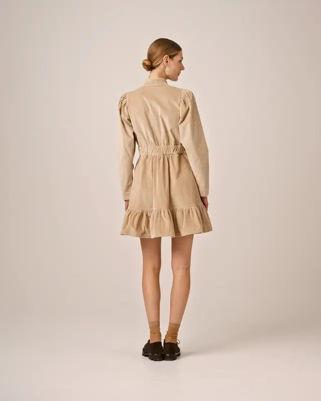 Corduroy Mini Dress  Beige