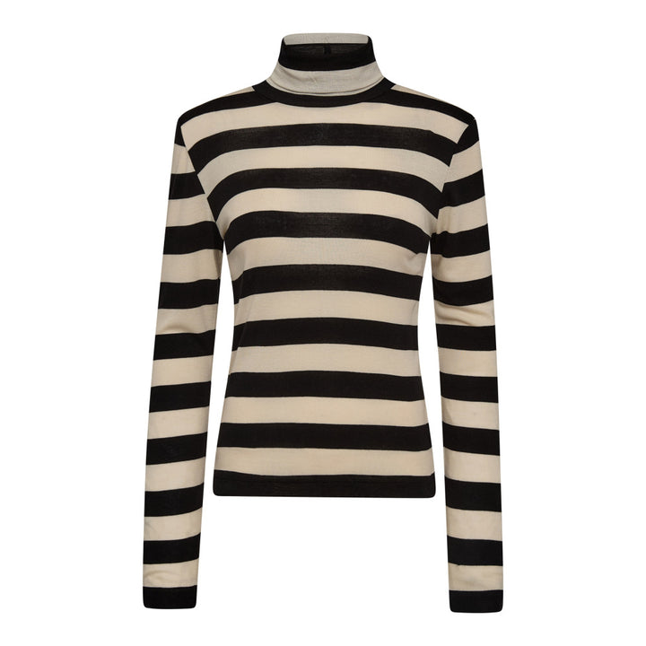MasonCC Stripe RollNeck Blouse  Boneblack