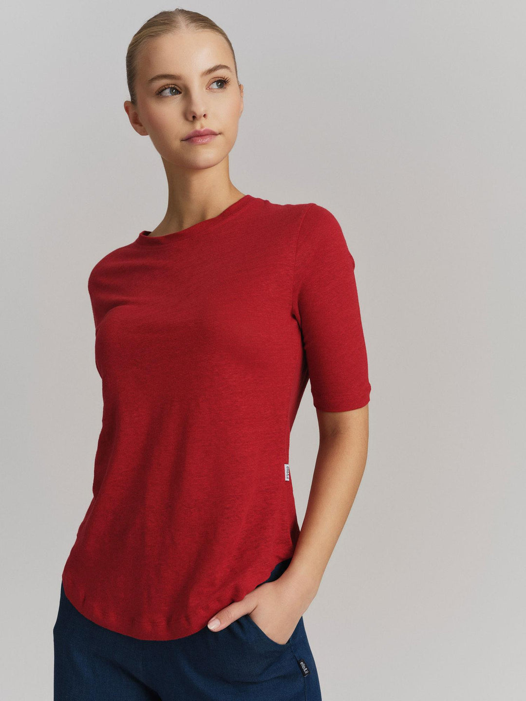 Karina Linen Tee  Red