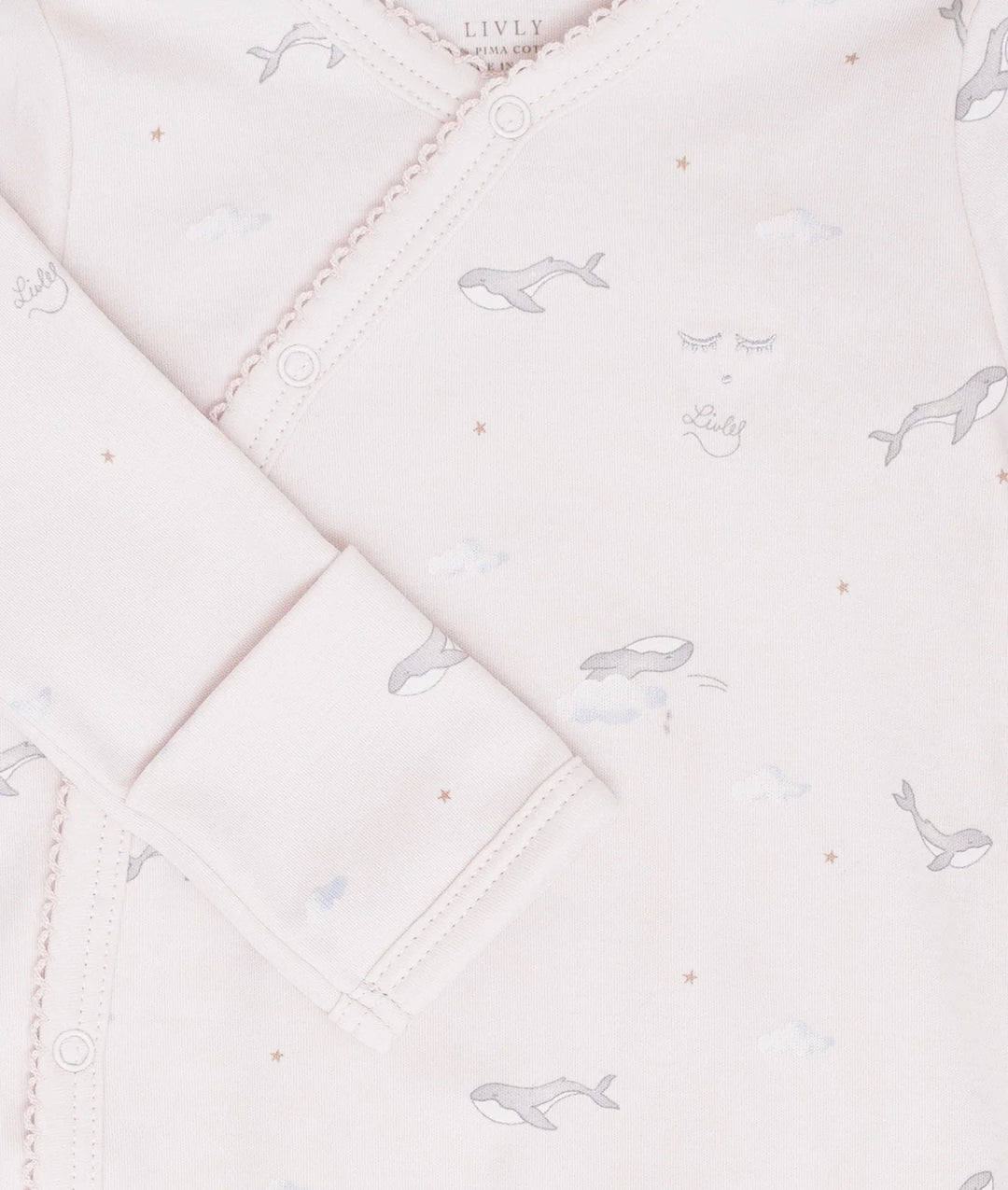 Whales Crossed Footie Pink