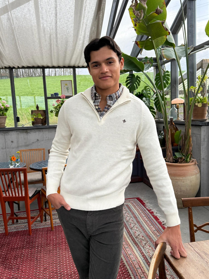 New Hertford Half Zip  Off White