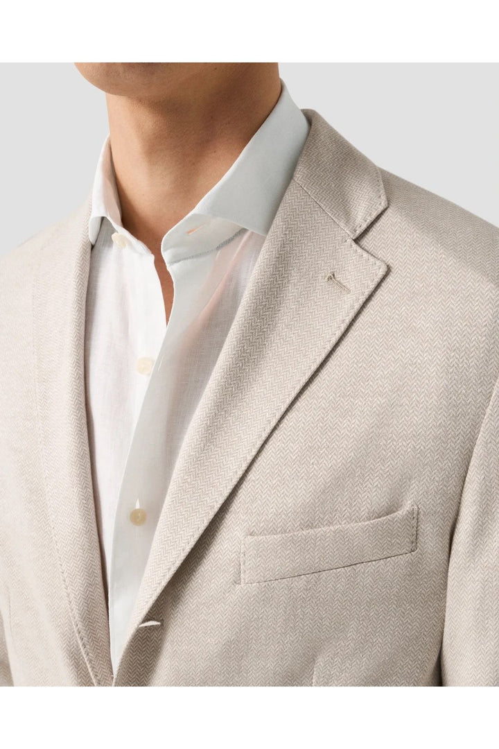 Herringbone Linen Jersey Soft Jacket  Beige