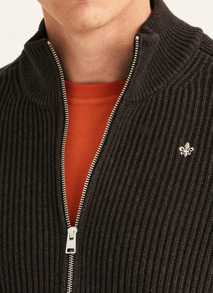 Duncan Zip Cardigan  Brown