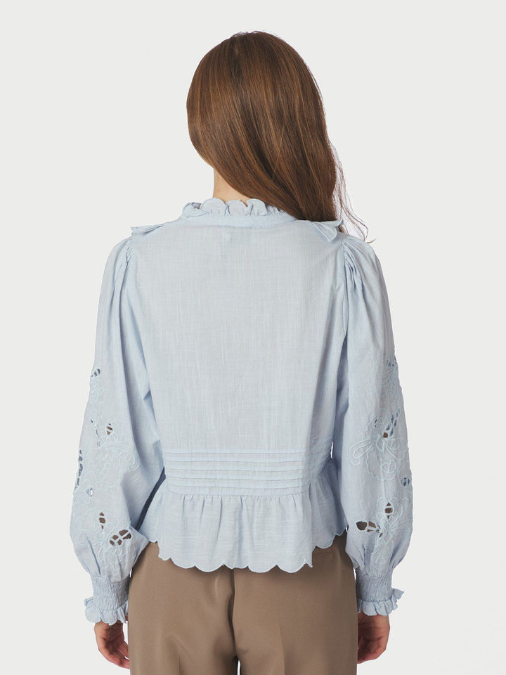 Petrine Embroidery Blouse  Light Blue