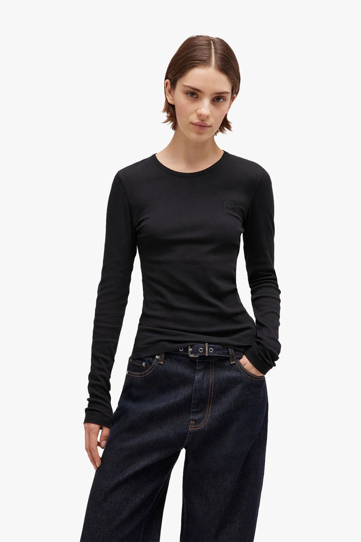 SOFT COTTON RIB LONGSLEEVE TOP  Phantom