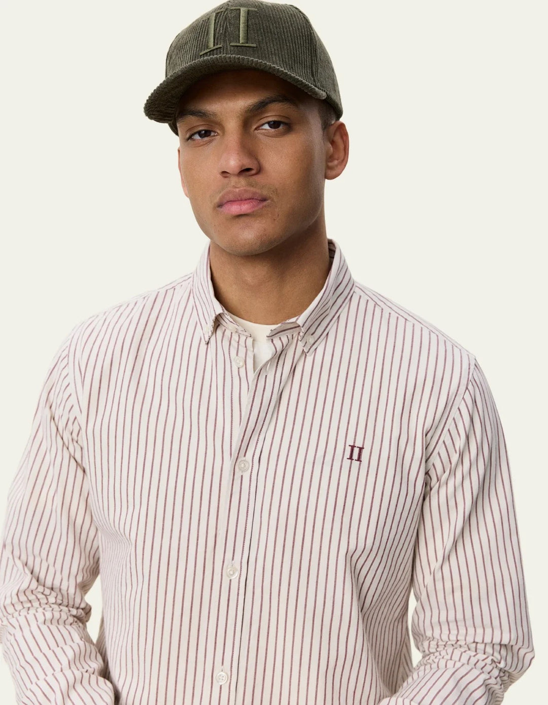 Light Oxford Striped Shirt  Chocolate Truffle Red