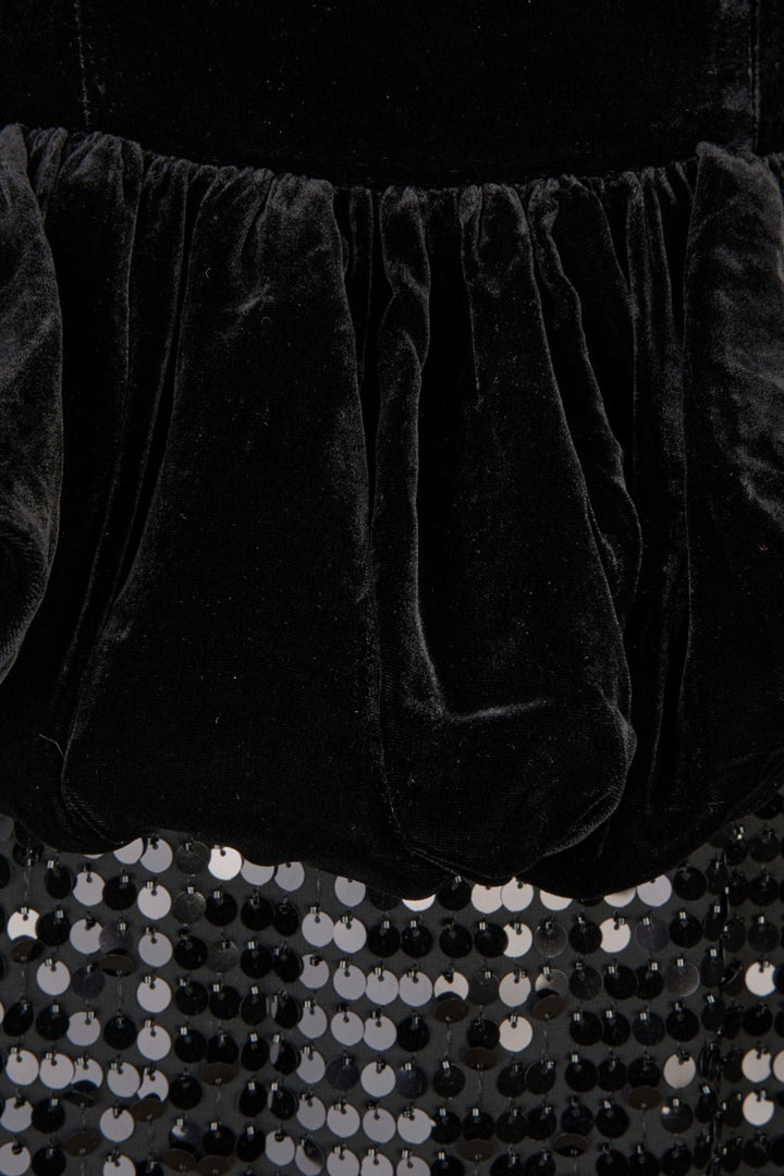 Sequins Maxi Peplum Dress  Black