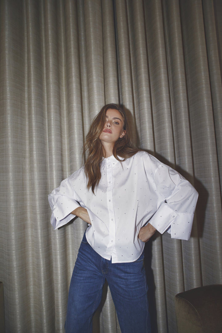 LeniCc Wide Stone Shirt  White