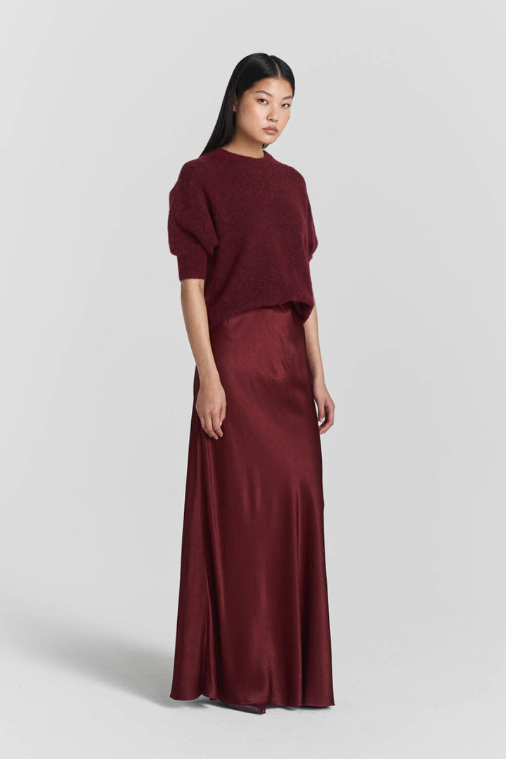 Tyne Satin Skirt  Burgundy