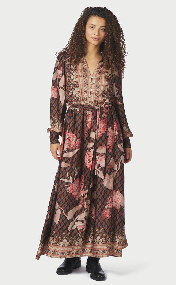 Nova Botanical Border Dress  Black