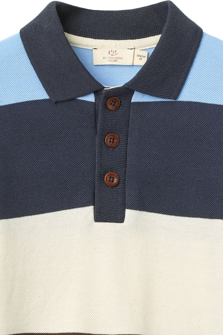 STRIPED PIQUE POLO W. LS  Brown