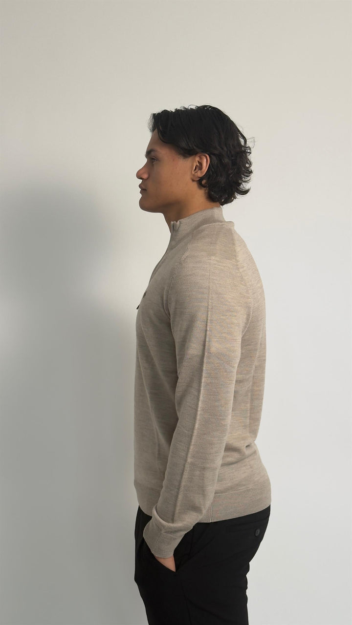 Merino John Zip  Khaki