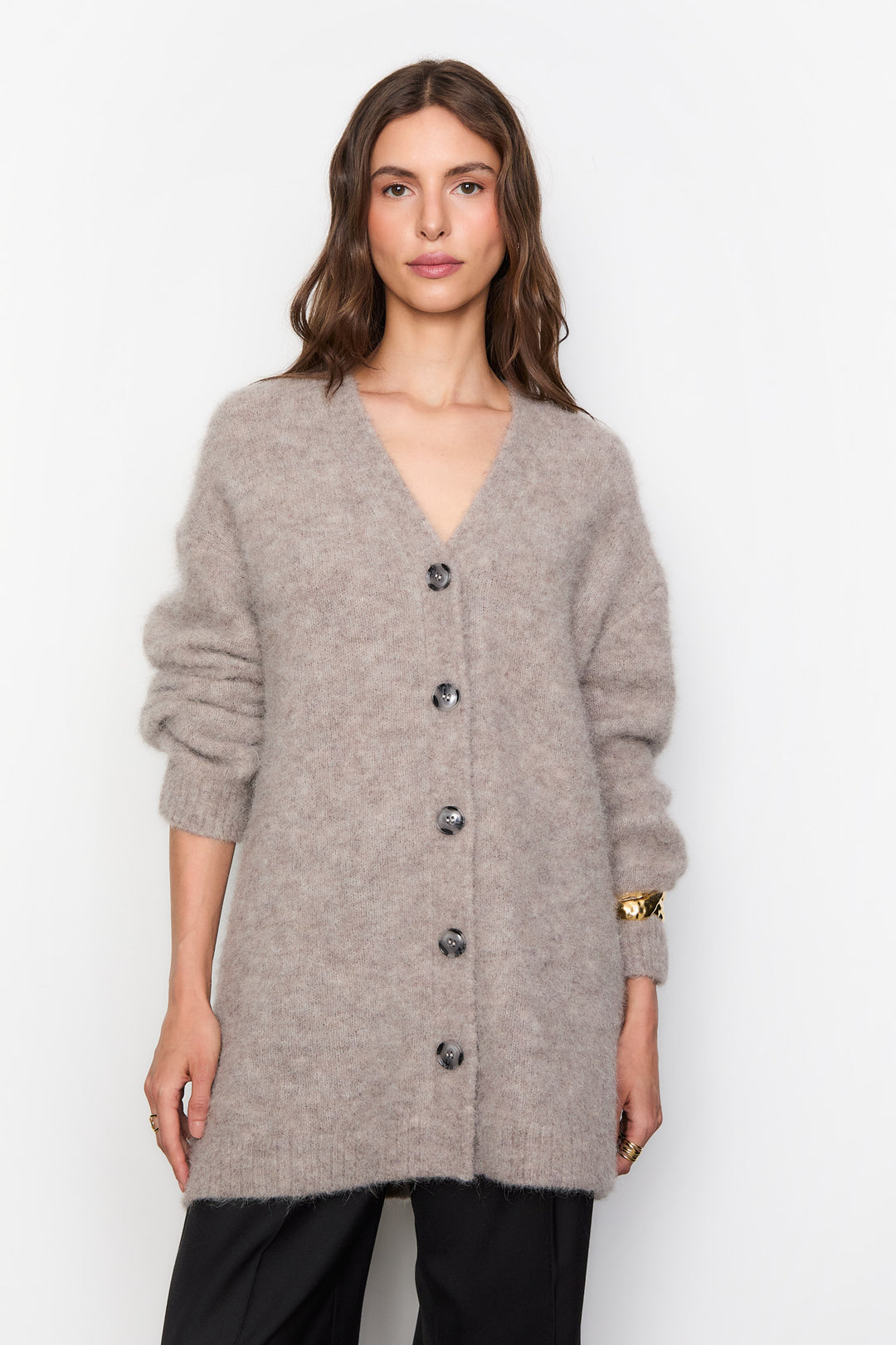 Paula Knit Cardigan  Taupe Melange