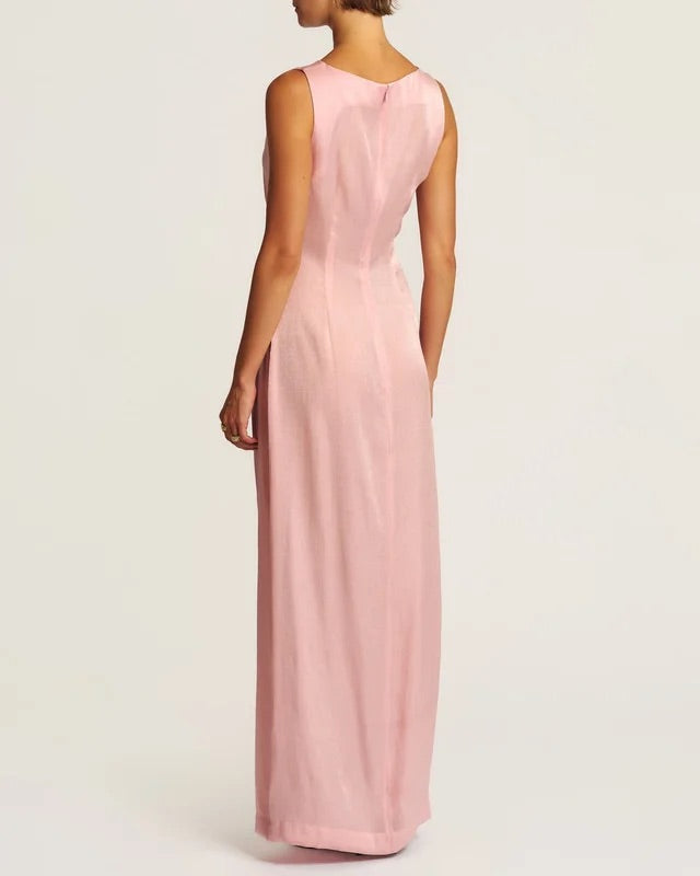 Shiny Sleeveless Dress  Dusty Pink