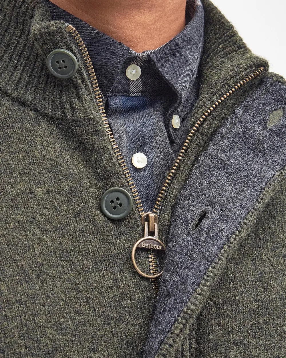 Essent Patch Zip Through Knitted Jumper  Seaweed