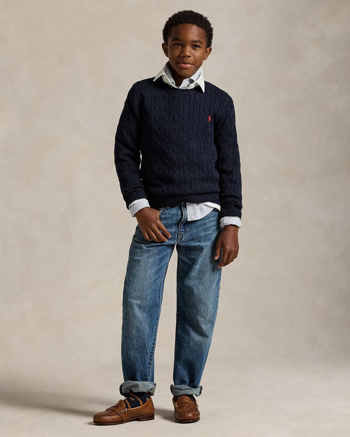 LS cable CN-Tops sweater  Navy