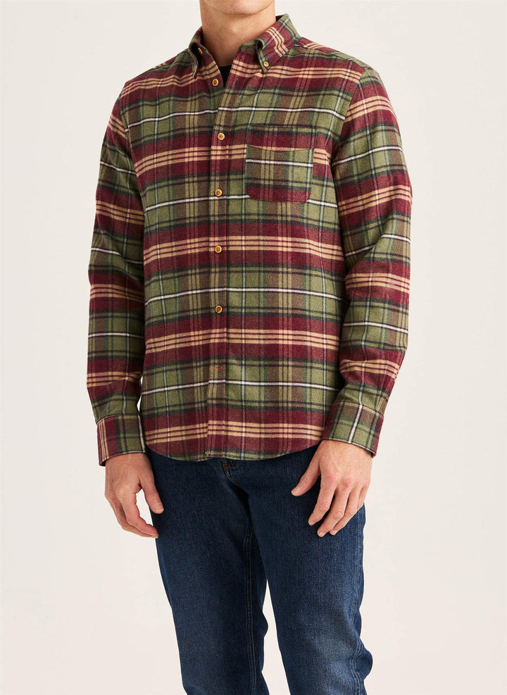 Flannel Big Check Shirt-Slim Fit Olive