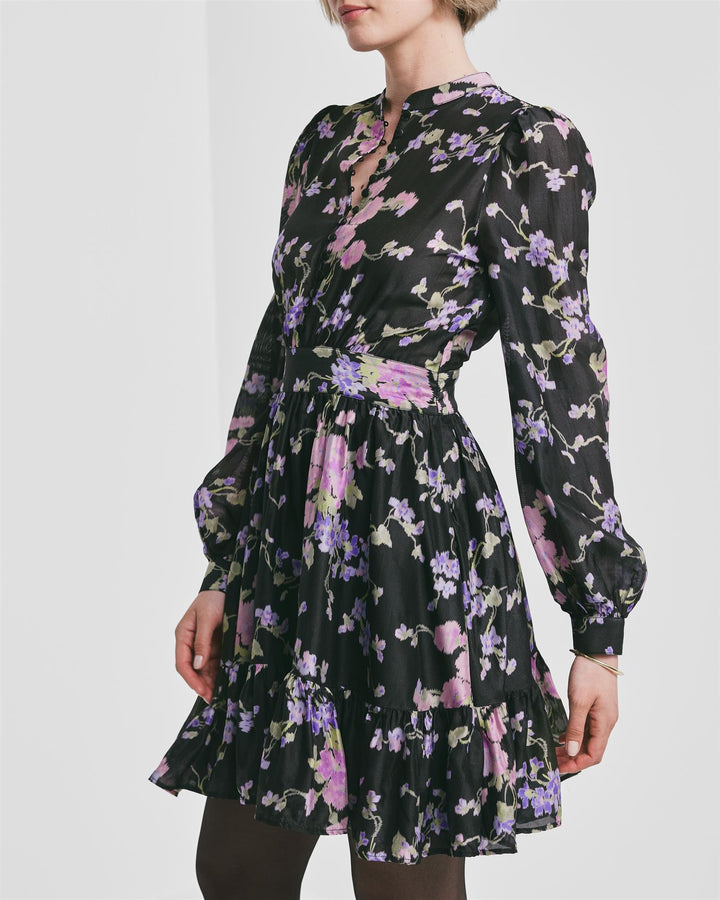 Striped Organza Flounce Dress  Midnight Viola