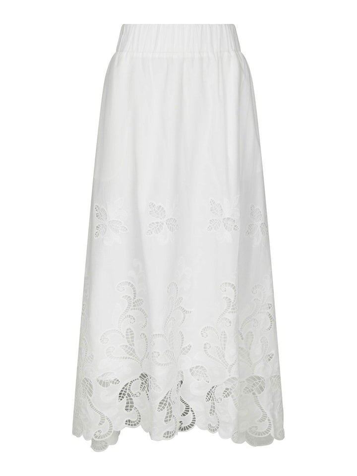 Yara Long Emb Skirt  White