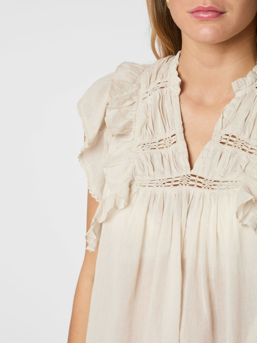 Jayla S Voile Top  Ivory