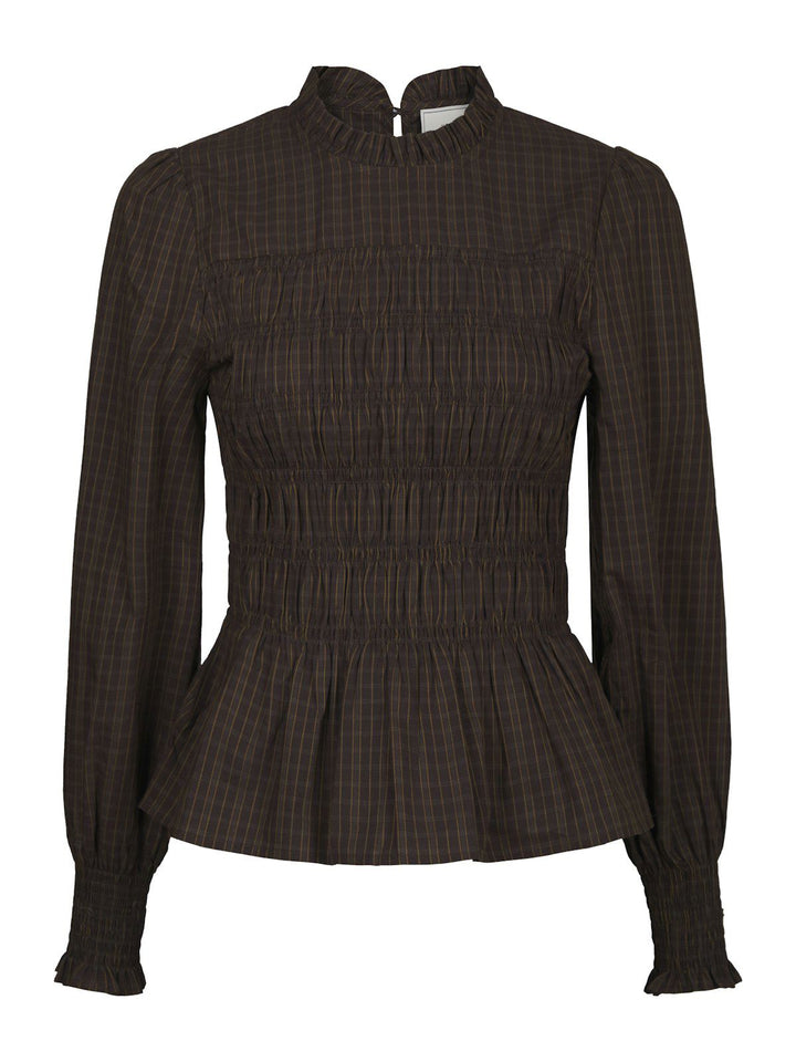 Possa Big Check Blouse Brown Check