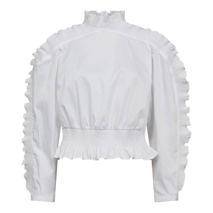 SannaCC Ruffle Smock Blouse  White