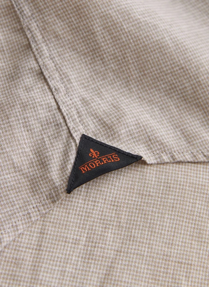 Linen Check Shirt-Slim Fit  Khaki