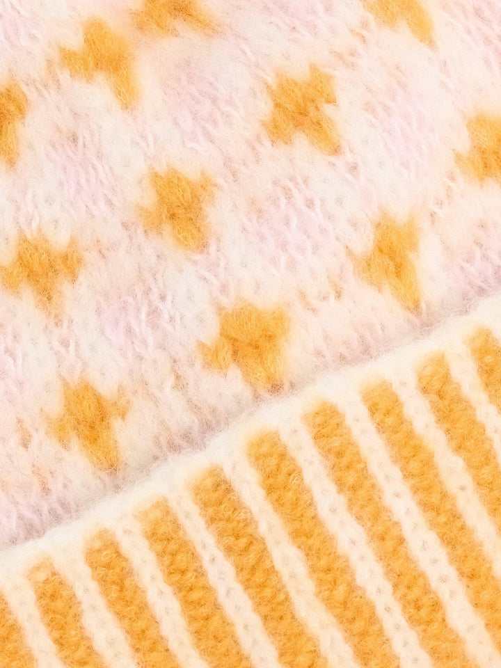 Norwegian Wool Beanie  Orange Mix