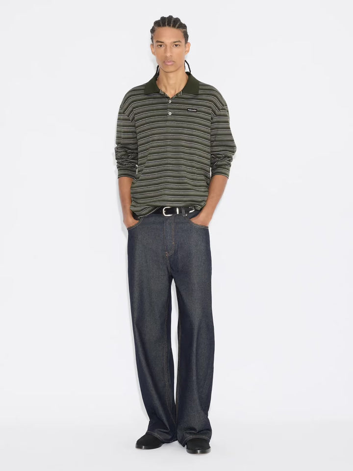 Sonny Long-Sleeve Polo  Green Stripe