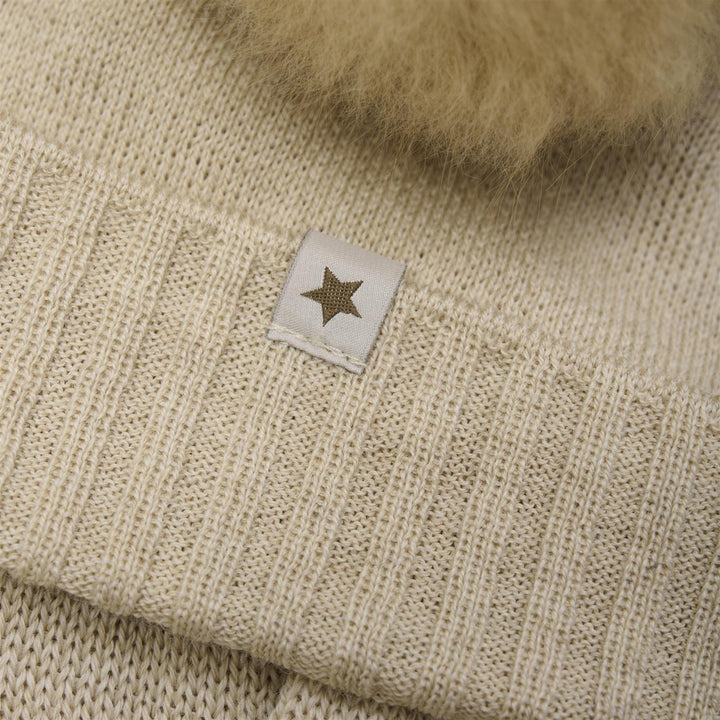 Bonnet Wool Knit Alpaca Pompom  Sand Melange