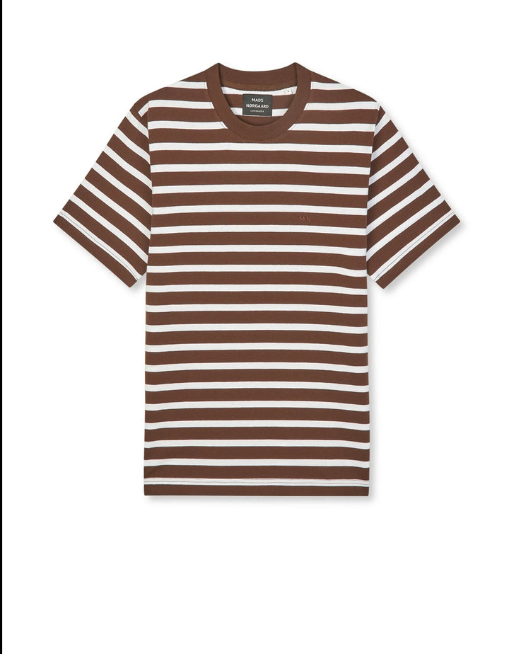 Cotton Jersey Stripe Frode Tee  White/Chicory Coffee