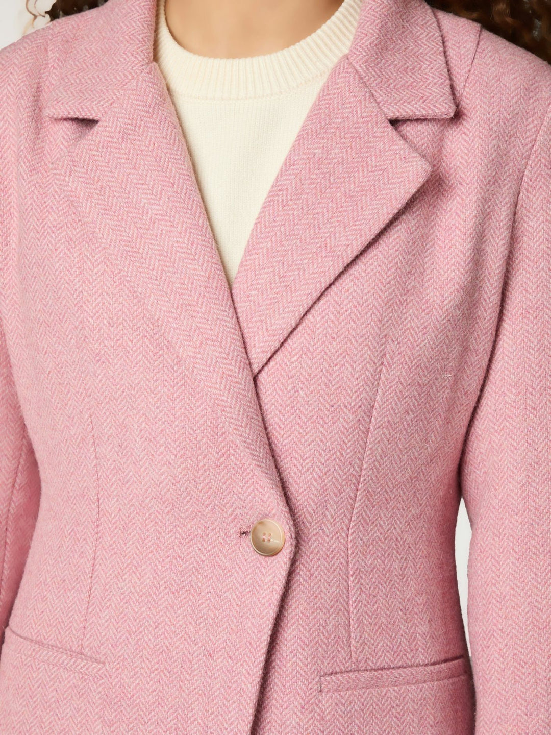 Bowie Herringbone Blazer  Light Pink