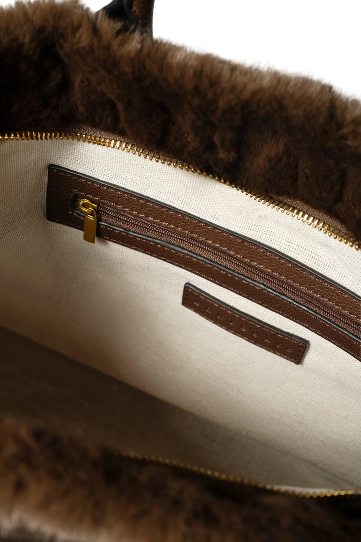 Aspen Plush Tote  Dk Brown