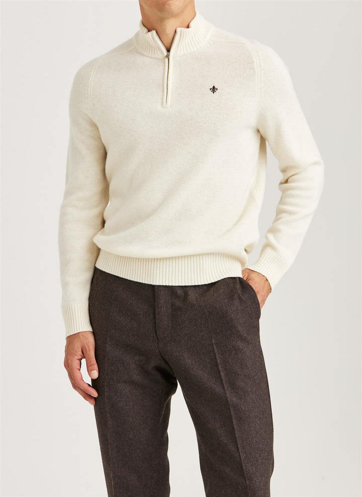New Hertford Half Zip  Off White