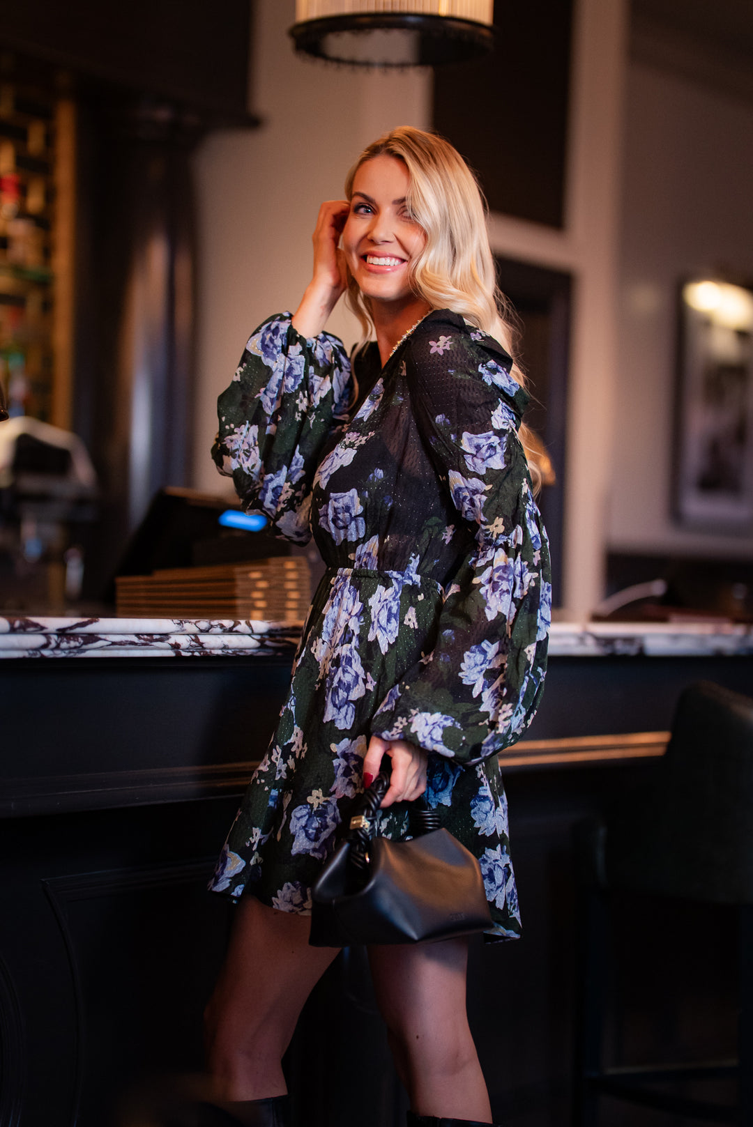 Georgette V-Neck Dress  Amadora