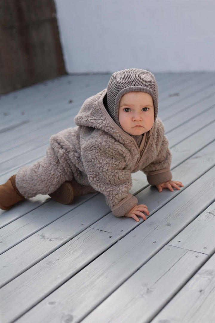 Pram Suit Wool Teddy w. Lining  Camel Melange