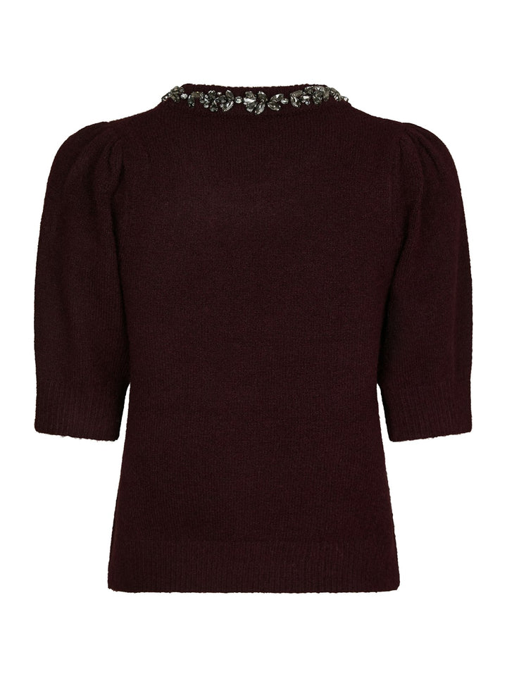 Maia Stone Knit Blouse  Wine