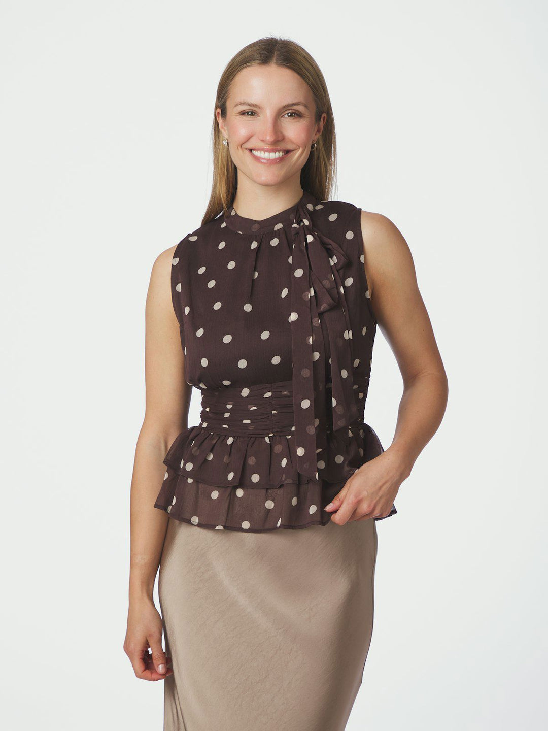 Ansol Big Dot Top  Brown