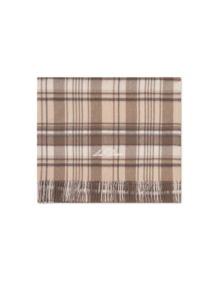 Les Deux Check Wool Scarf  Irish Cream
