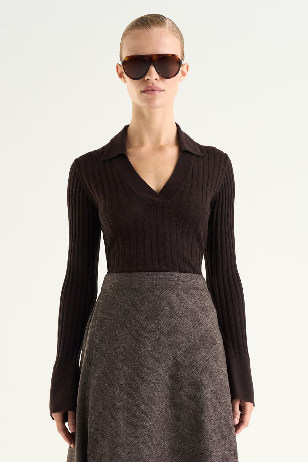 Veloria Knutted Top  Mocha Brown