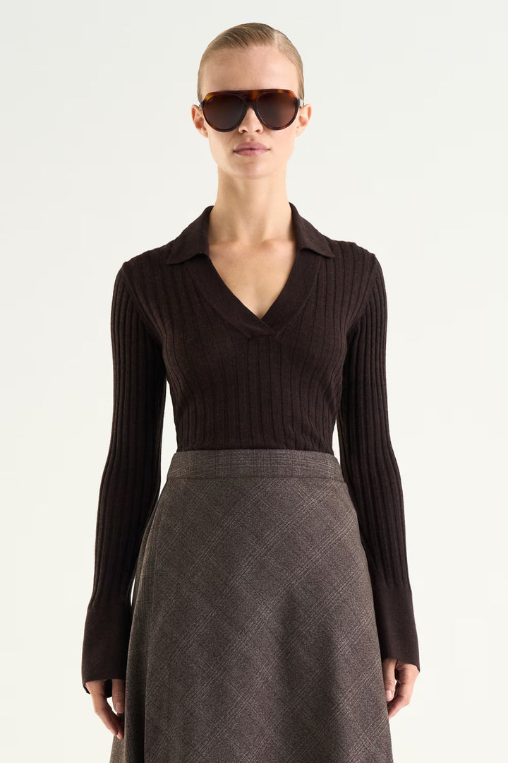 Veloria Knutted Top  Mocha Brown