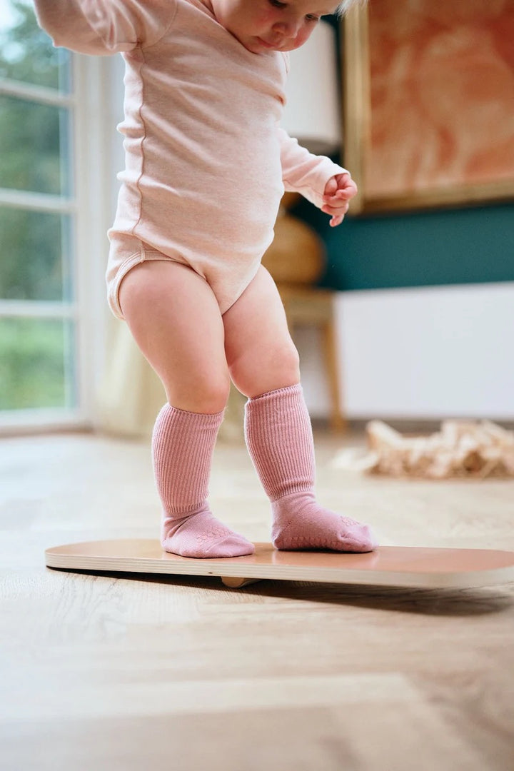 Non-Slip socks in Merino Wool  Rose Dust