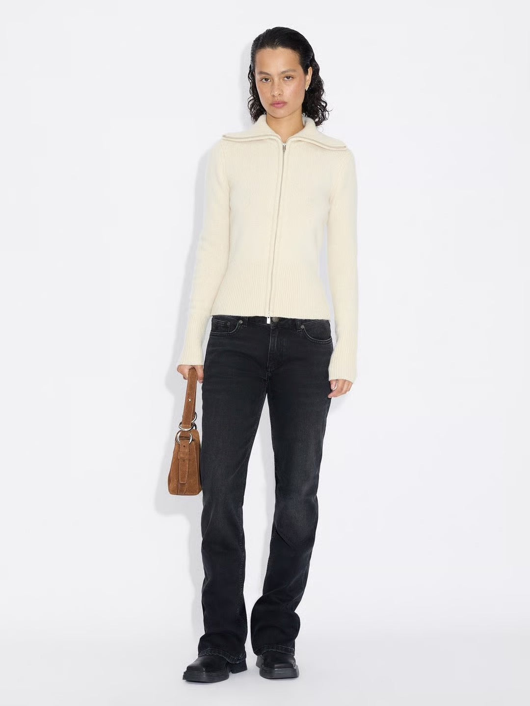 Line Wool Cardigan 25-04  Ecru