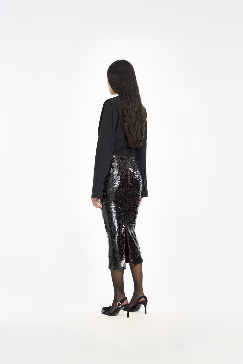 DRAPED BLOUSE  Black