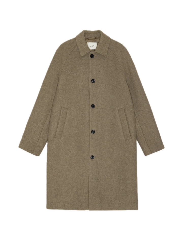 Solid Wool Coat  Dark Sand Melange