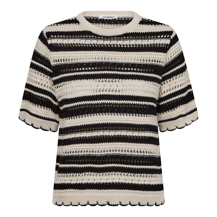 OdetteCC Stripe SS O-Knit  Offwhite-Black